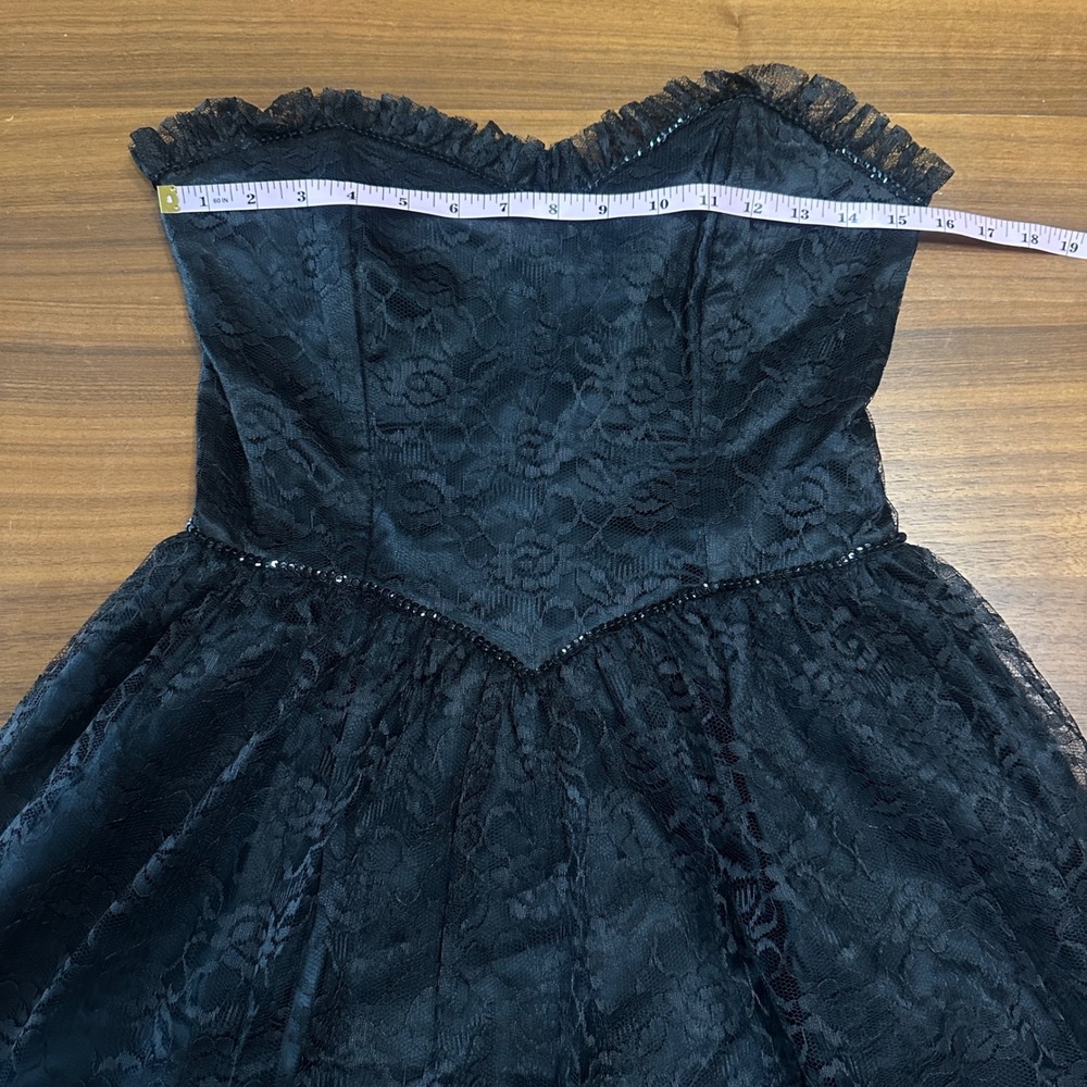 Gunne‎ Sax Y2K VTG Black Lace Gothic Corset Style Strapless Formal Dress Size 9 - Picture 7 of 16